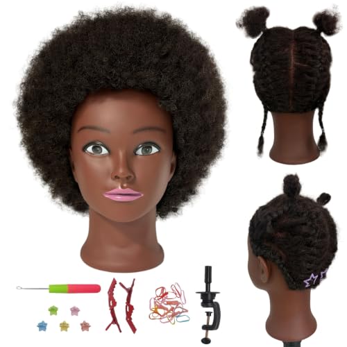 Afro Curly Mannequin Head 100% Human Hair 6" Braiding