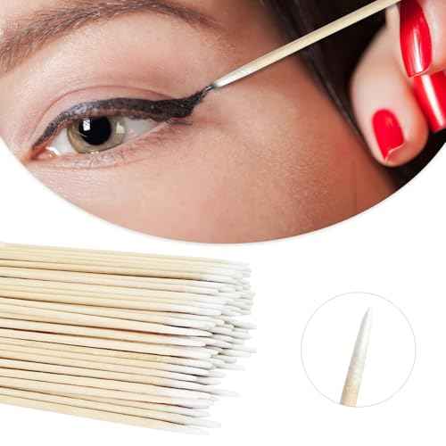 600 Pcs Pointed Cotton Swabs for Nails - 4 Inch Precision Tip Cotton Swabs with Wooden Sticks - Perfect for Nail Polish Remover, Makeup Applicators, Tattoo Permanent Supplies