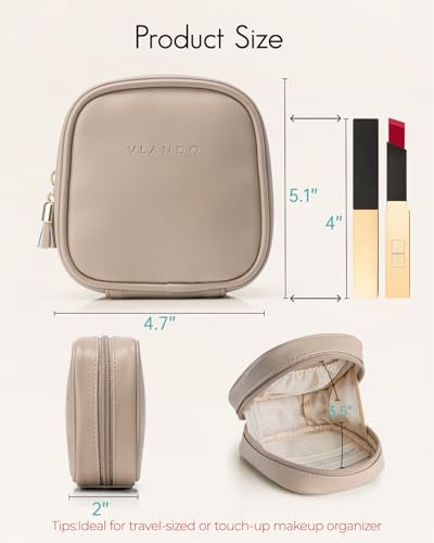 VLANDO Mini Makeup Bag - Small Water-Resistant Cosmetic Pouch