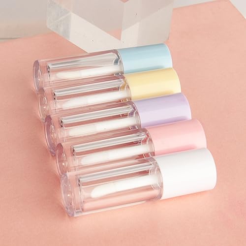 COSIDEA 10PCS Empty Pink Mini Lip Gloss Tubes 2.5ml 0.08 OZ lipgloss Tube with Wand Applicator for Lip oil tint bottles container
