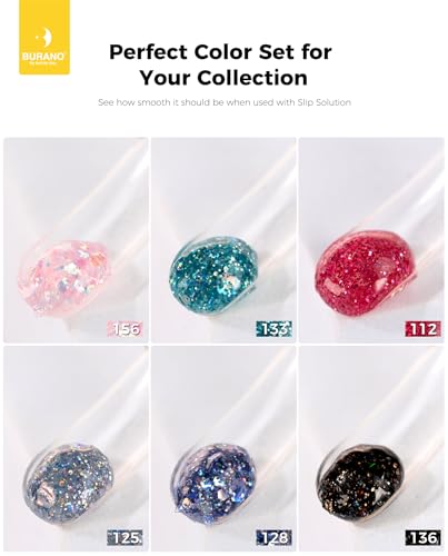 BURANO 6-Color Poly Extension Gel Kit - Glitter Builder Gel Starter Set