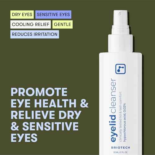 BRIOTECH Eyelid Cleanser, Hypochlorous Acid Spray, Lid & Eyelash Cleanser, Soothe Sensitivities, Calm Redness & Bumps, Support Against Irritation, Vegan, Travel Size 2 Fl oz (1 Pack)