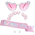 Birthday Girl Sash, Crown & Sunglasses Set - Pink Princess Tiara