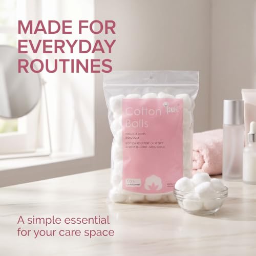 Cotton Balls for Personal Care & Household Use - Soft & Gentle, 100 Pack