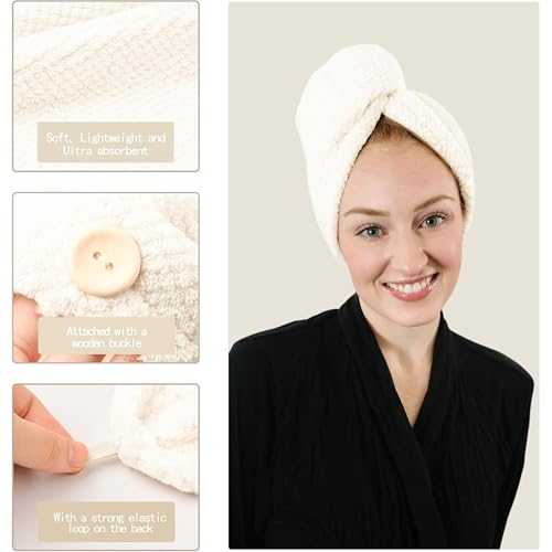 ROLSHOL 4-Pack Extra Large Microfiber Hair Towel Wraps