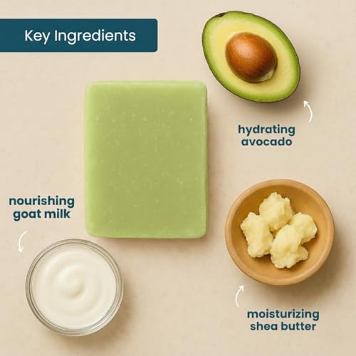 Goat Milk Soap Bar, Avocado - Face, Hands & Body, Premium, Handmade w/Real Milk in USA - Natural Bar for Men & Women - Fragrance-Free Goat Soap, Gently Exfoliating, No Dyes (3oz)