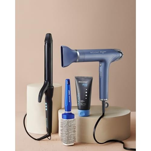 Bio Ionic BlueWave Conditioning Square-Round Brush ? Create Volume & Smooth Hair Quickly, Crimped Bristles Add Root Tension, Styling Brush For Bouncy Blowouts, All Hair Types & Textures, Small, 1"