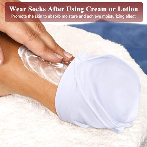 Geyoga 20 Pairs Moisturizing Socks Overnight for Dry Feet Spa Cotton Moisture Enhancing Cosmetic Socks for Women and Men, White