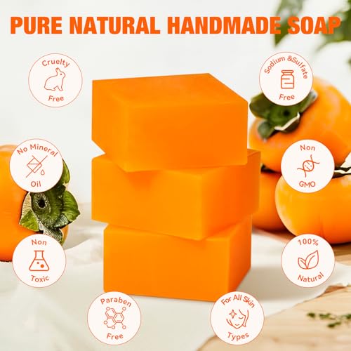 3 PCS Persimmon Soap Bar for Body Odor Control - Deodorizing & Eliminating Body Odor for Old People Smell, Natural Deodorant Persimmon Bar Soap, Organic Body Wash Soap for Women & Men