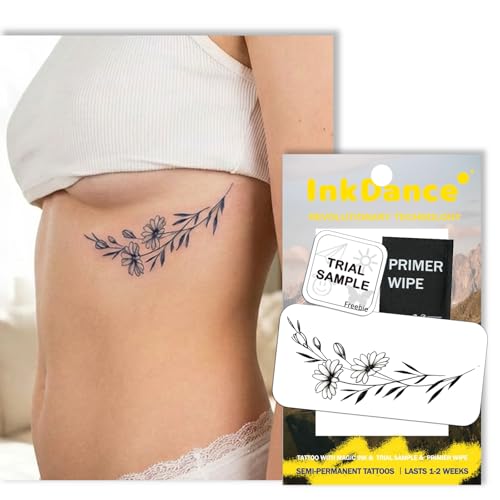 Serene Wild Daisy Vine Semi-Permanent Tattoo