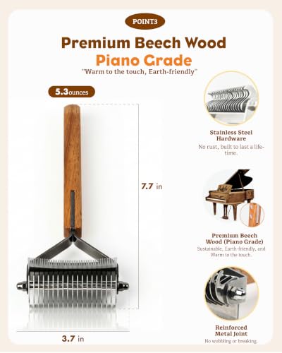 2-in-1 Cat Grooming Brush for Dematting & Deshedding - Safe for Sensitive Cats