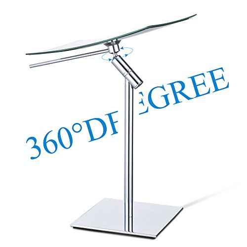 Table Standing Rectangular Vanity Makeup Mirror with 3X Magnification, High Adjustable, Made of 304 Stainless Steel, for Hotel Bathroom Polished Chrome