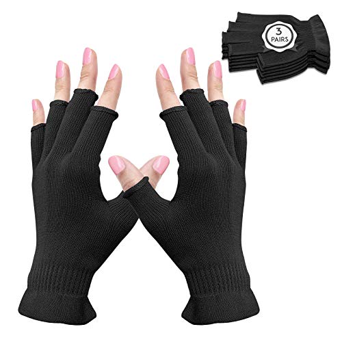 MIG4U Fingerless Moisturizing Gloves for Dry Hands & Eczema, 3 Pairs