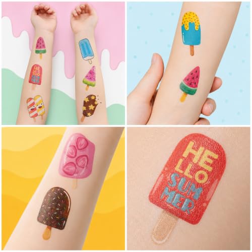 96PCS Ice Cream Temporary Tattoos for Kids - Summer Party Favors