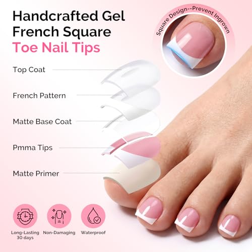 MelodySusie Press On Toenails - 300 Pcs High Gloss Berry Pink