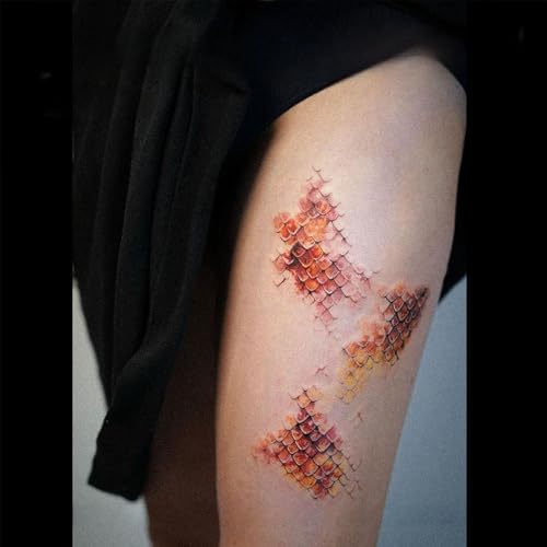 Gold Python Scale Temporary Tattoo Stickers Waterproof