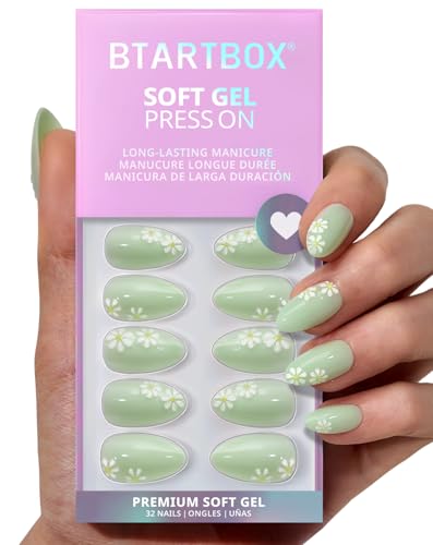 BTArtbox Meadow Daisy Press On Nails - Short Almond, 32Ct Kit