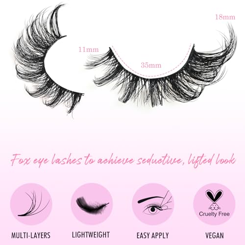 APCYUST Cat Eye False Mink Eyelashes - D Curl, Fluffy Demi Wispies
