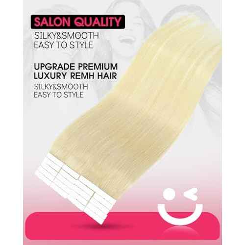Youngsmile Injection Tape in Hair Extensions Human Hair #60 Platinum Blonde Invisi Edge Extensions 20pcs 45g 20 Inch Injected Tape in Hair Extensions Real Human Hair (#60,20'')