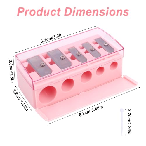 5-Hole Cosmetic Pencil Sharpeners with Cleaning Picks - 2 Pack