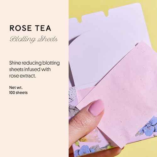 Winky Lux Rose Tea Oil Blotting Sheets ? Shine Control Blotting Papers in Travel Compact, Instantly Absorb Oil & Reduce Shine Without Disturbing Makeup