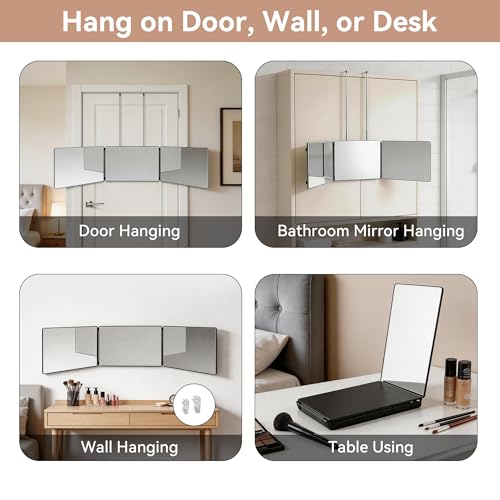 3-Way Trifold Mirror for Hair Cutting & Makeup - Portable & Adjustable