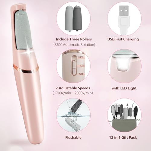 Rechargeable Electric Foot Callus Remover & 12-in-1 Pedicure Kit