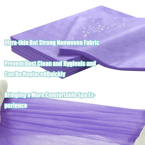 Disposable Bed Sheets for Massage Table 100 Pcs 31" x 71" Waterproof Massage Table Sheets Soft Non Woven Fabric SPA Massage Table Bed Cover Breathable for Beauty Tattoos Waxing Travel (Purple)