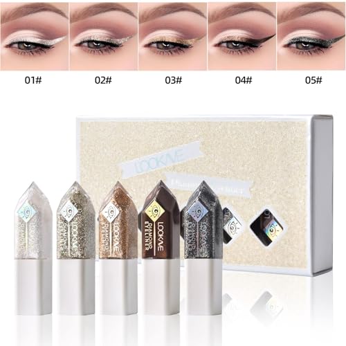 Liquid Glitter Eyeliner Set, 5 Colors Waterproof Shimmer