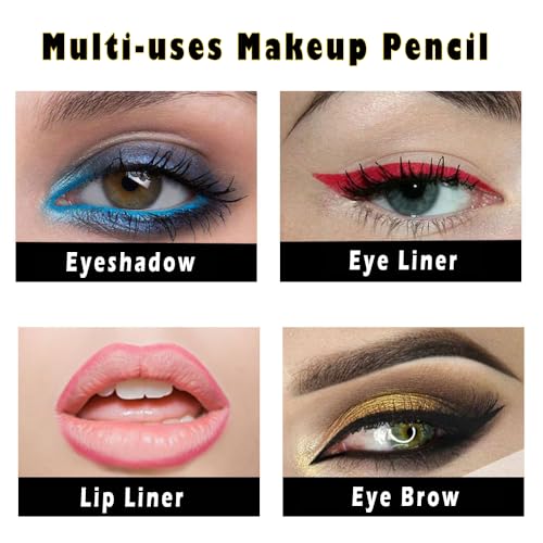 Metallic Eyeliner Pencils Set - 12 Shades Waterproof Twist-Up