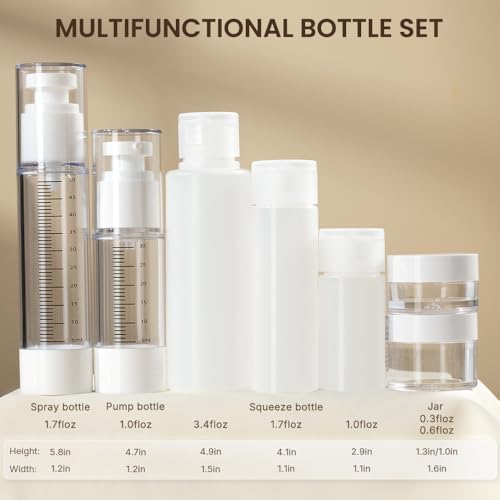 TSA Approved Travel Bottle Kit 7-Piece Toiletry Set
