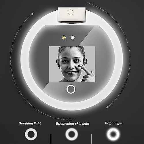 Travel Compact Mirror with Camera, 2X Magnification Portable Mirror with Lights Checking Sunscreen LED Makeup Mirror, 3.5in Folding Travel Mirror