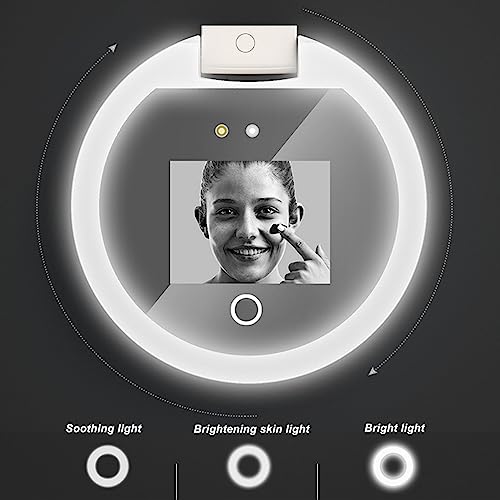Mirror Sunscreen Testing Camera with Adjustable Brightness, 2X Magnification Travel Makeup Mirror, 3.5in Pocket Size L