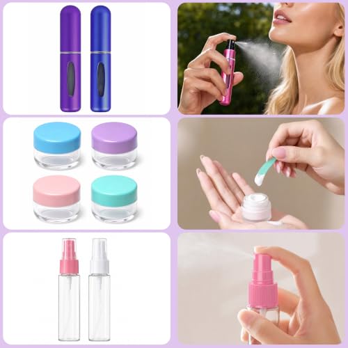 Purple Travel Bottles Set 24-Pack TSA Approved Leakproof Silicone Toiletry Containers