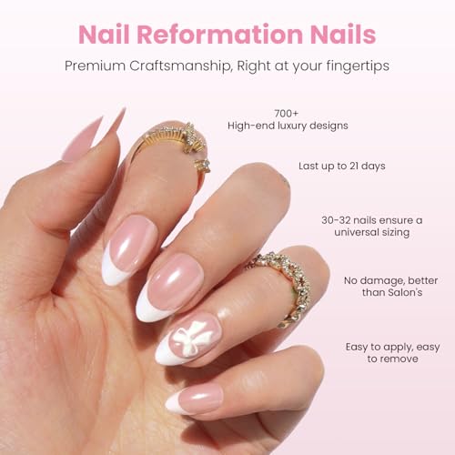 Nail Reformation Press-On Nails Kit with White Bow & French Tip