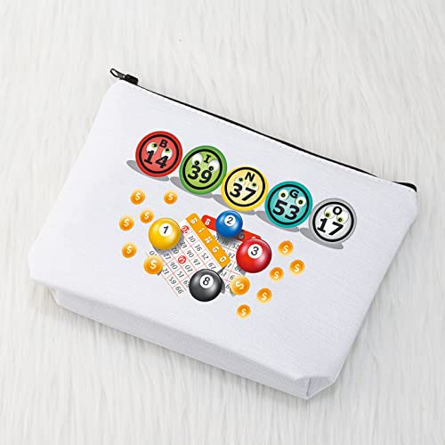 BGO Lover Gift Funny BGO Gifts BGO Makeup Bag Cosmetic Bag BGO Player Gifts BGO Game Gifts Travel Organizer Case (Bingo Bag White)