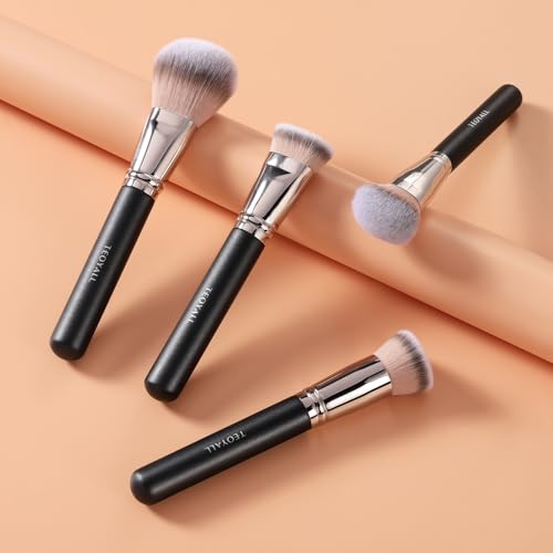 TEOYALL Domed Foundation Brush - Soft Dense Makeup Blending & Stippling Brush
