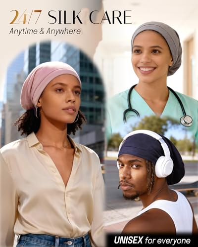 OLESILK 100% Mulberry Silk Bonnet for Sleeping - Hair Wrap for Curly Hair Care