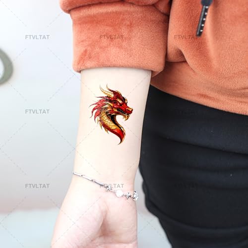 Dragon Temporary Tattoos - 36 Sheets Waterproof Fake Tattoos