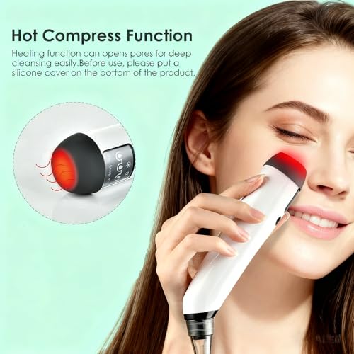 Blackhead Remover Pore Vacuum with Hot Compress, 69KPa Suction