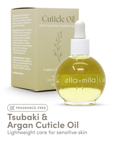 ella+mila Cuticle Oil with Tsubaki & Argan - Fragrance Free, 2.3 fl oz