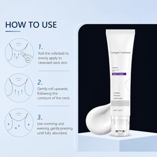 MACEG Lumé Neck Firming Cream with 5-Roller Applicator - Anti-Aging Collagen Lift