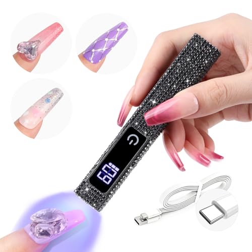 SAVILAND D-Black Diamond Mini UV Nail Light 12W for Gel Nails, Glitter Black