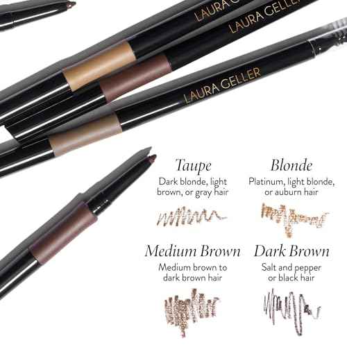 LAURA GELLER NEW YORK INKcredible Waterproof Brow Pencil- Blending Spoolie Brush - Long Lasting Eyebrow Filler (03 Medium Brown)