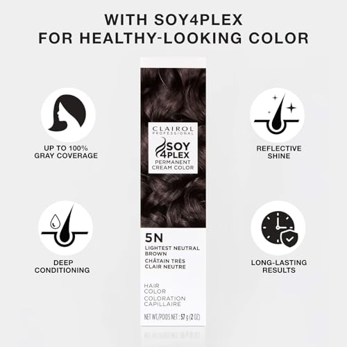 Clairol Professional Permanent Hair Color Cream - 100% Gray Coverage, Long-Lasting & Deep Conditioning