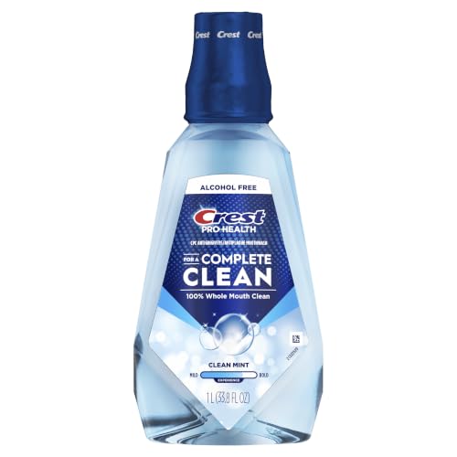 Crest Mouthwash Pro-Health Complete Clean Mint 1L - Alcohol-Free, Antigingivitis & Antiplaque