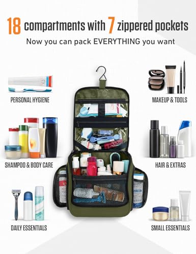 VENTURE 4TH Hanging Travel Toiletry Bag, 18 Compartments