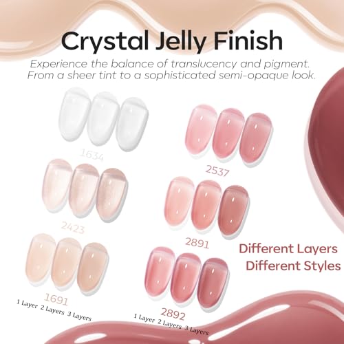 Modelones Jelly Soft Petal Dreams Gel Nail Polish Set - A A A0, 6 Colors Nude Pink Red