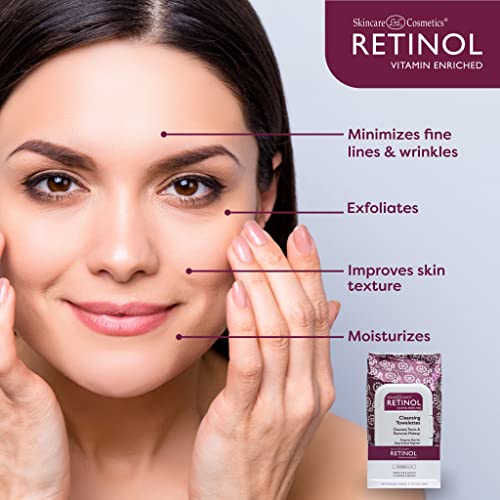 LIVAURA Retinol Anti-Aging Cleansing Towelettes ? All-in-One Cleanser, Toner & Makeup Remover in a Convenient Pre-Moistened Wipe ? On-The-Go Exfoliating, Toning & Hydrating Leaves Skin Clean