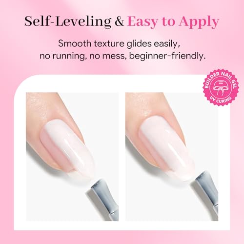 QIEK Builder Nail Gel Polish Milky White - 16ml 8-in-One for Natural & French Nails